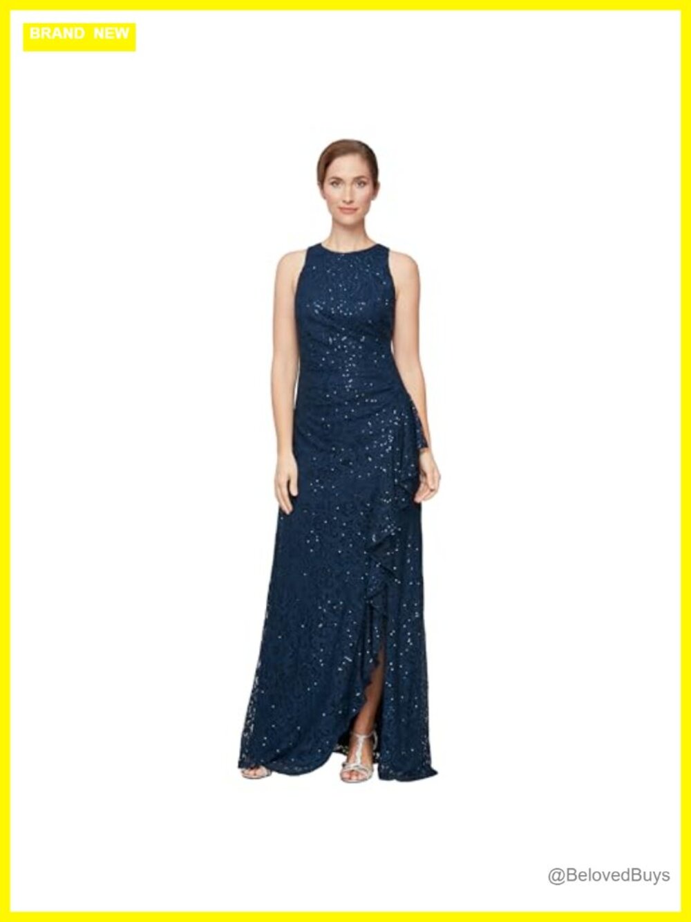Long Sleeveless Lace Sequin Gown Mother of the Bride Formal Dress